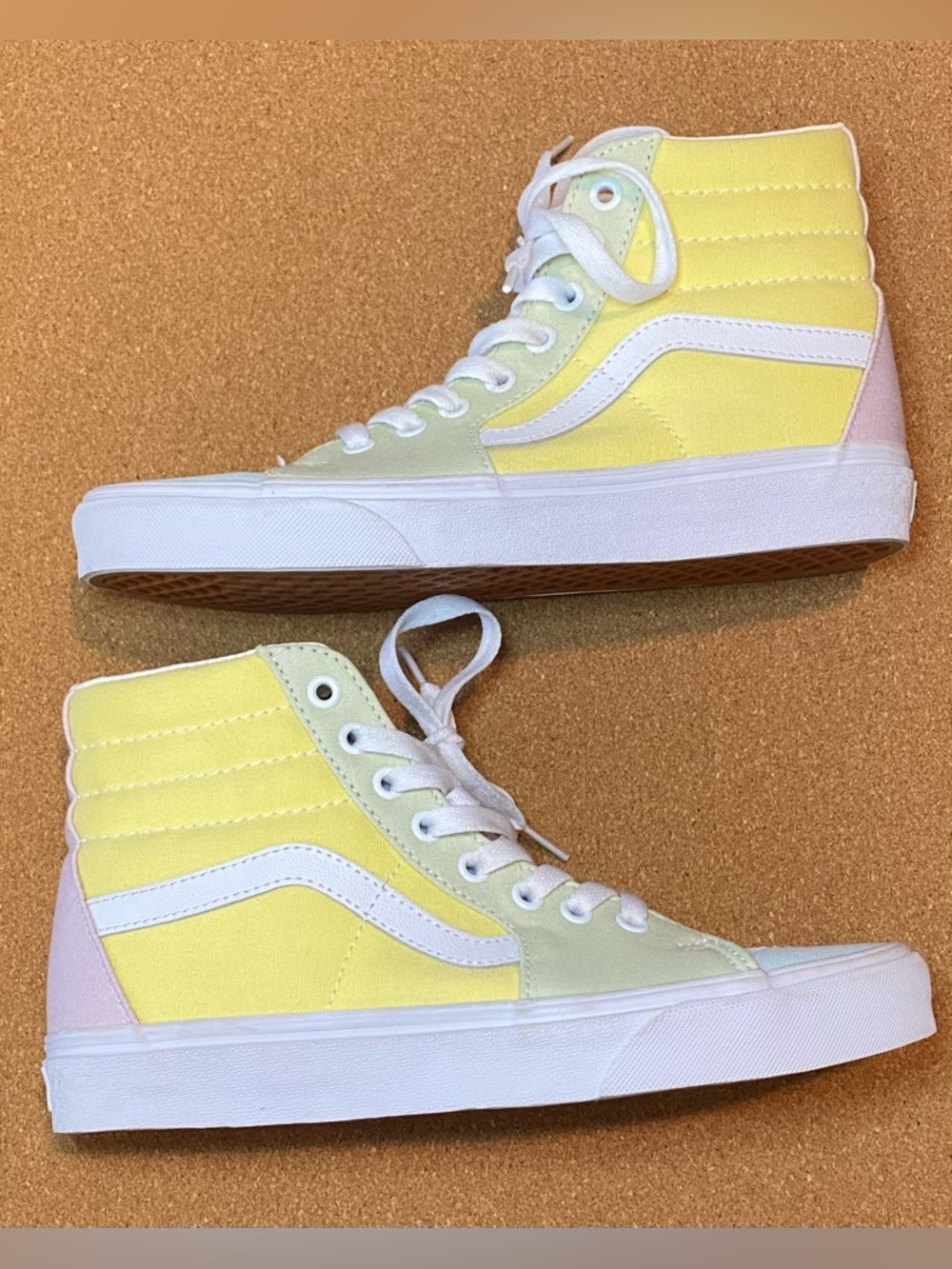 Vans Sk8-Hi Top Sneakers Color Block Pastel Yellow Blue Pink Green NWOT Size 9
